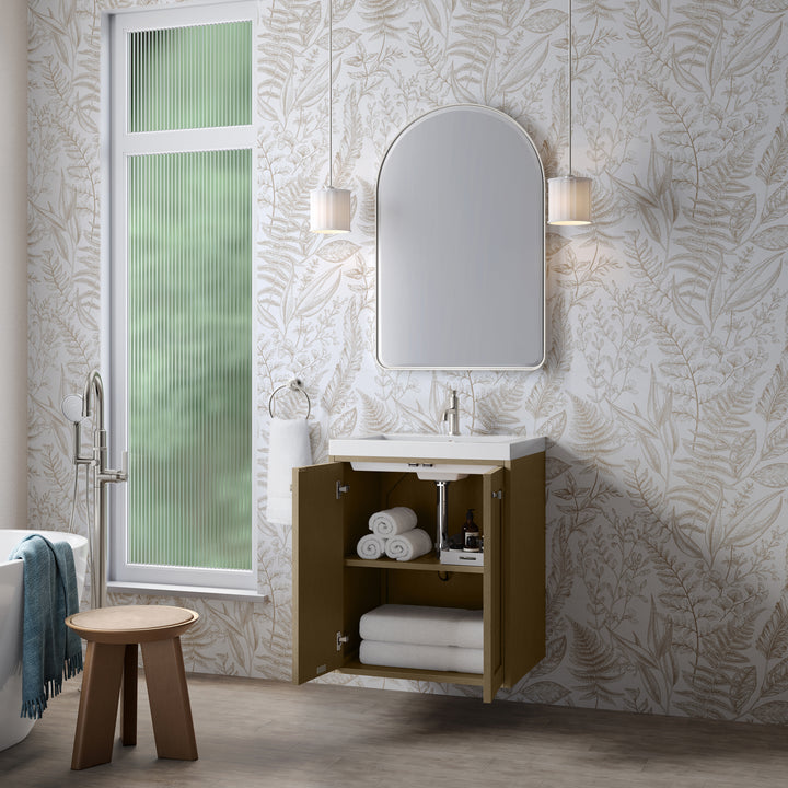 Chianti 24" Single Vanity, Walnut Whisper w/ White Glossy Composite Stone Top