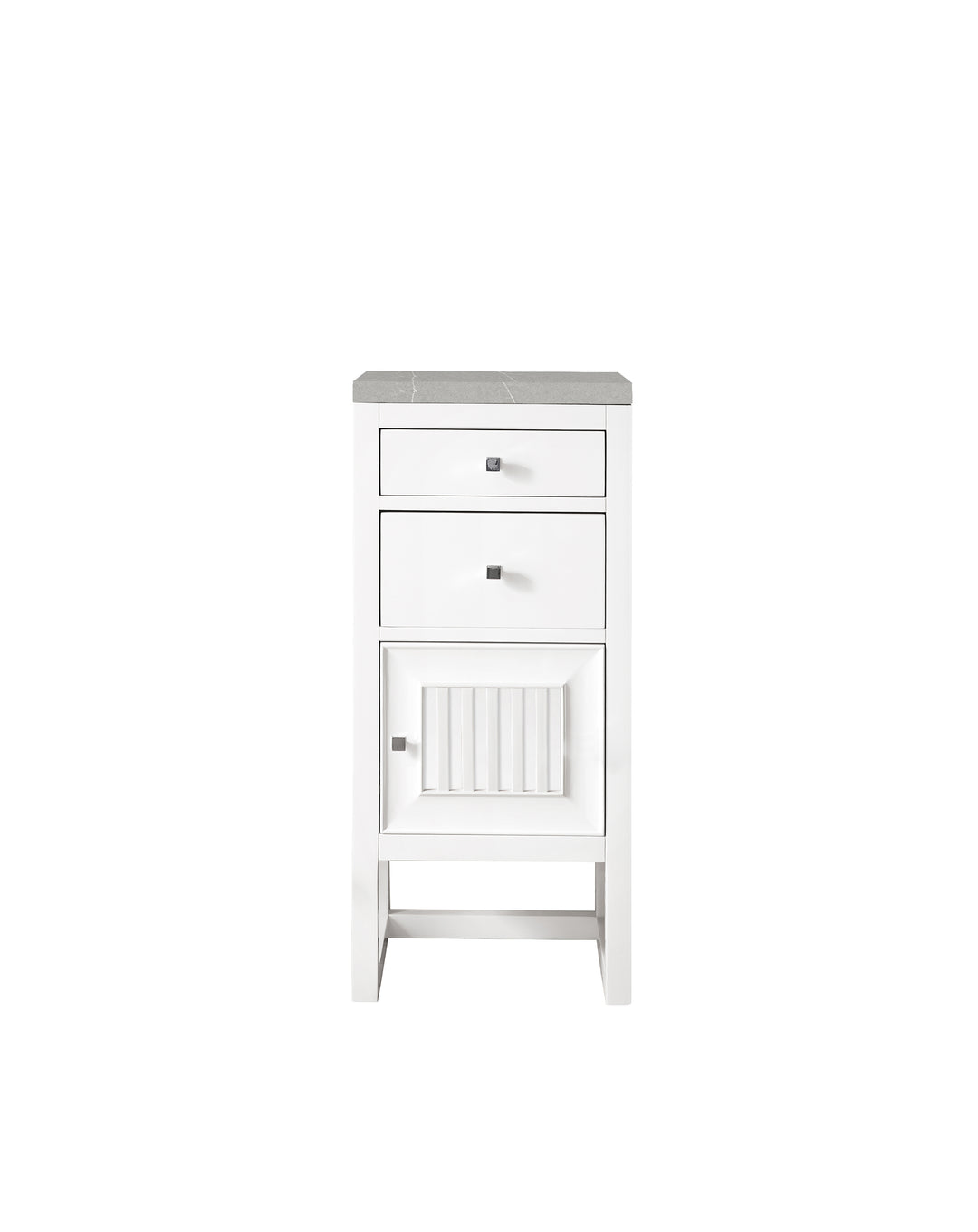 Athens 15" Base Cabinet w/ Drawers and Right Door, Glossy White w/ 3 CM Eternal Serena Top