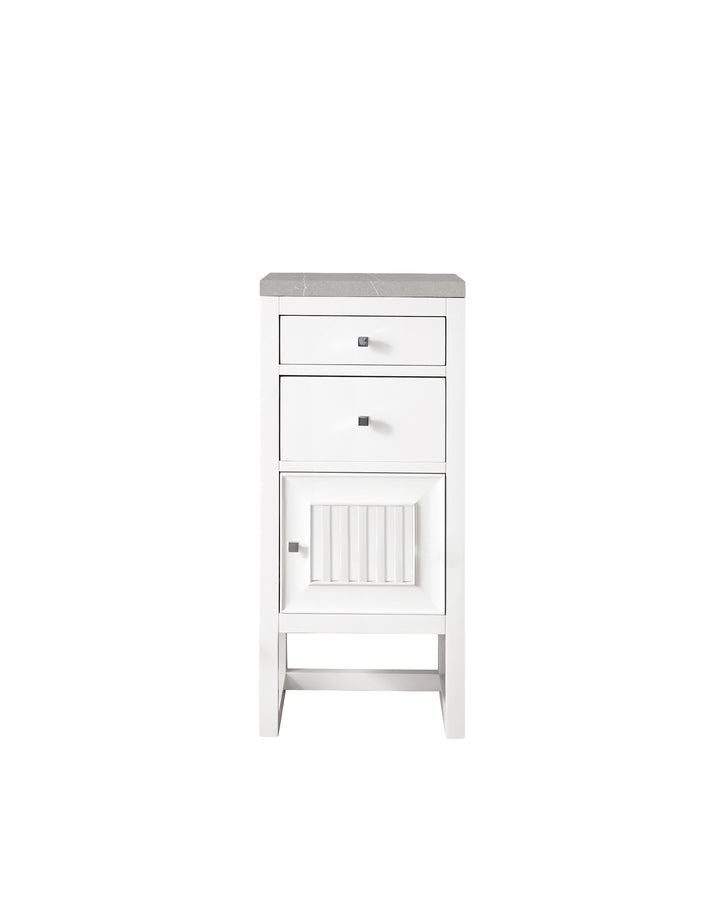 Athens 15" Base Cabinet w/ Drawers and Right Door, Glossy White w/ 3 CM Eternal Serena Top