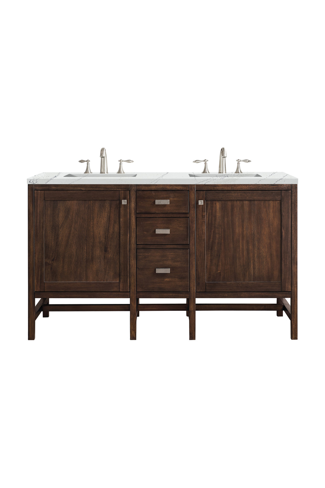 Addison 60" Double Vanity, Mid-Century Acacia w/ 3 CM Ethereal Noctis Silestone Top