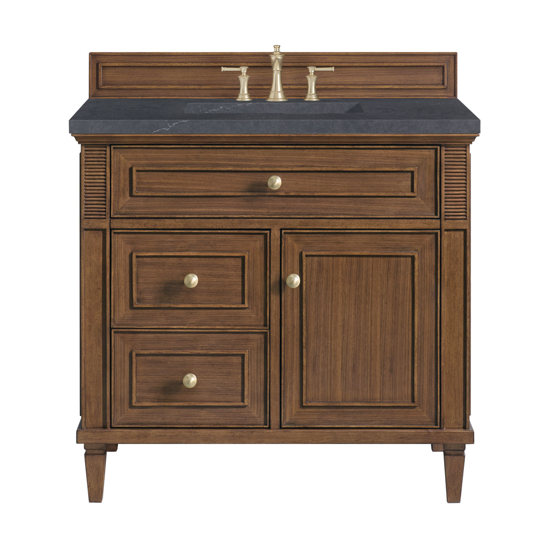 Lorelai 36" Single Vanity, Mid-Century Walnut w/ 3 CM Charcoal Soapstone Silestone Top