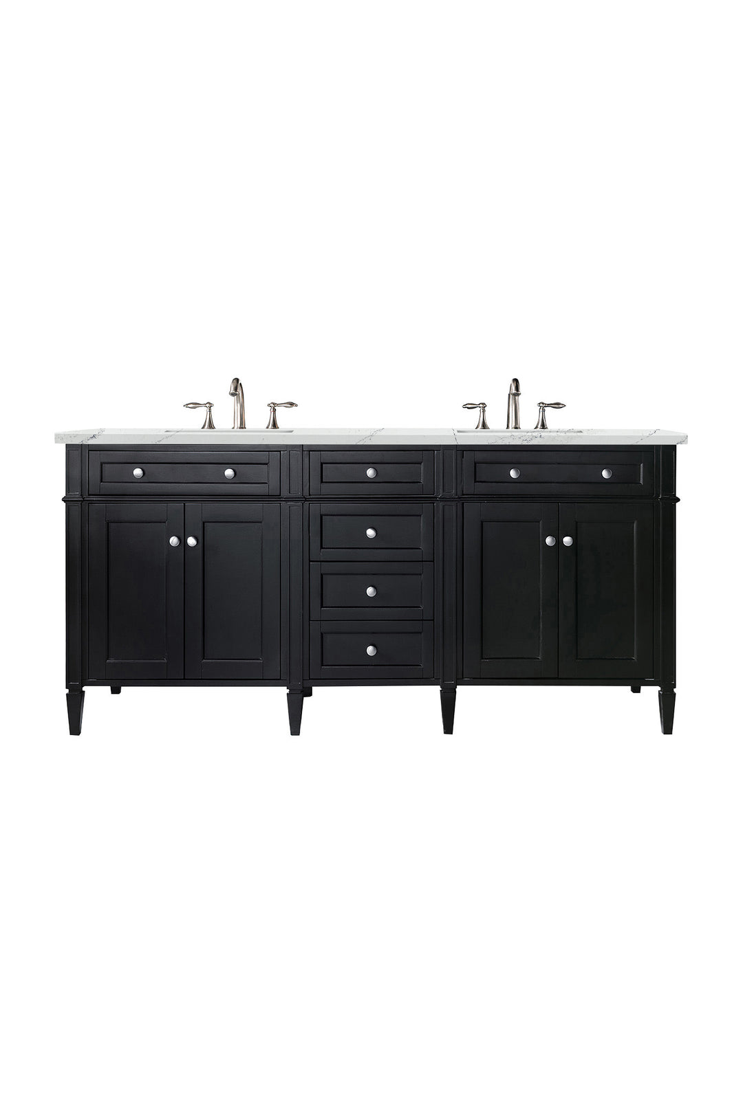 Brittany 72" Double Vanity, Black Onyx w/ 3 CM Ethereal Noctis Silestone Top