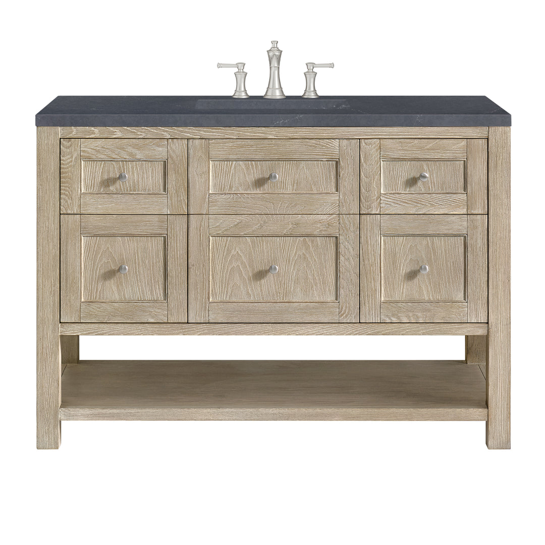 Breckenridge 48" Single Vanity, Whitewashed Oak w/ 3 CM Charcoal Soapstone Silestone Top