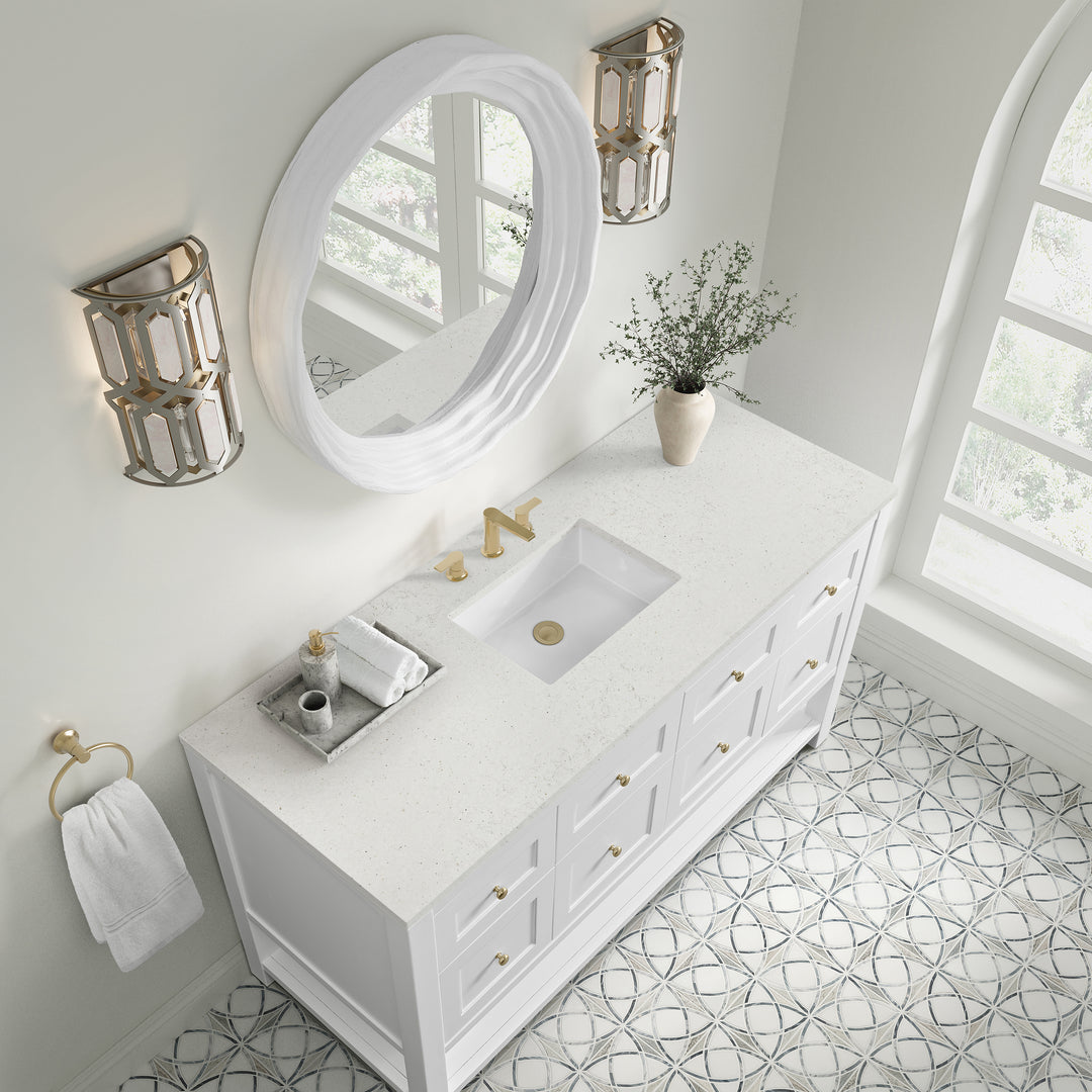 Breckenridge 60" Single Vanity, Bright White, w/ 3 CM Lime Delight Quartz Top