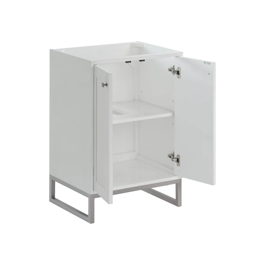 Chianti 24" Single Cabinet, Glossy White, Brushed Nickel