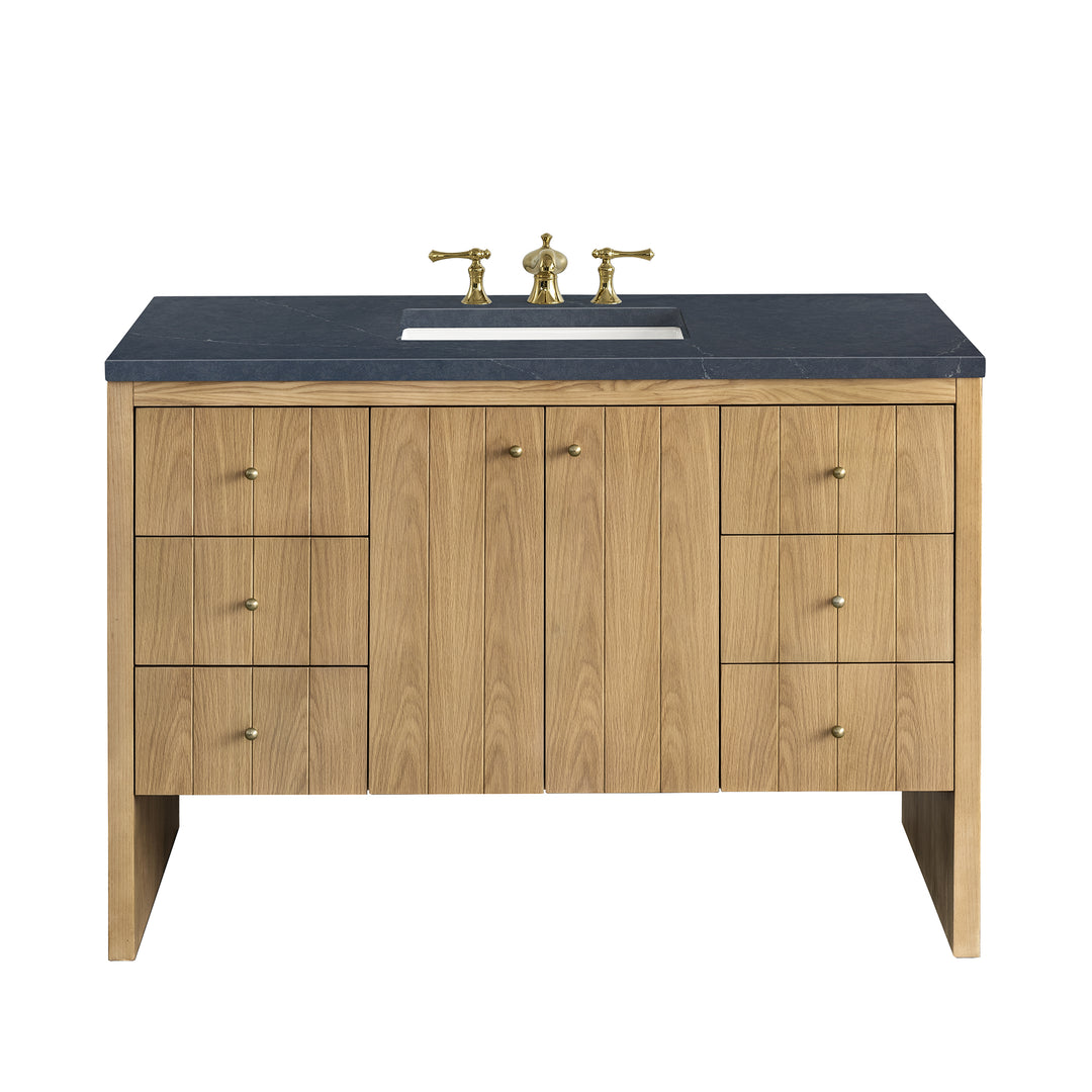 Hudson 48" Single Vanity, Light Natural Oak w/ 3 CM Charcoal Soapstone Top