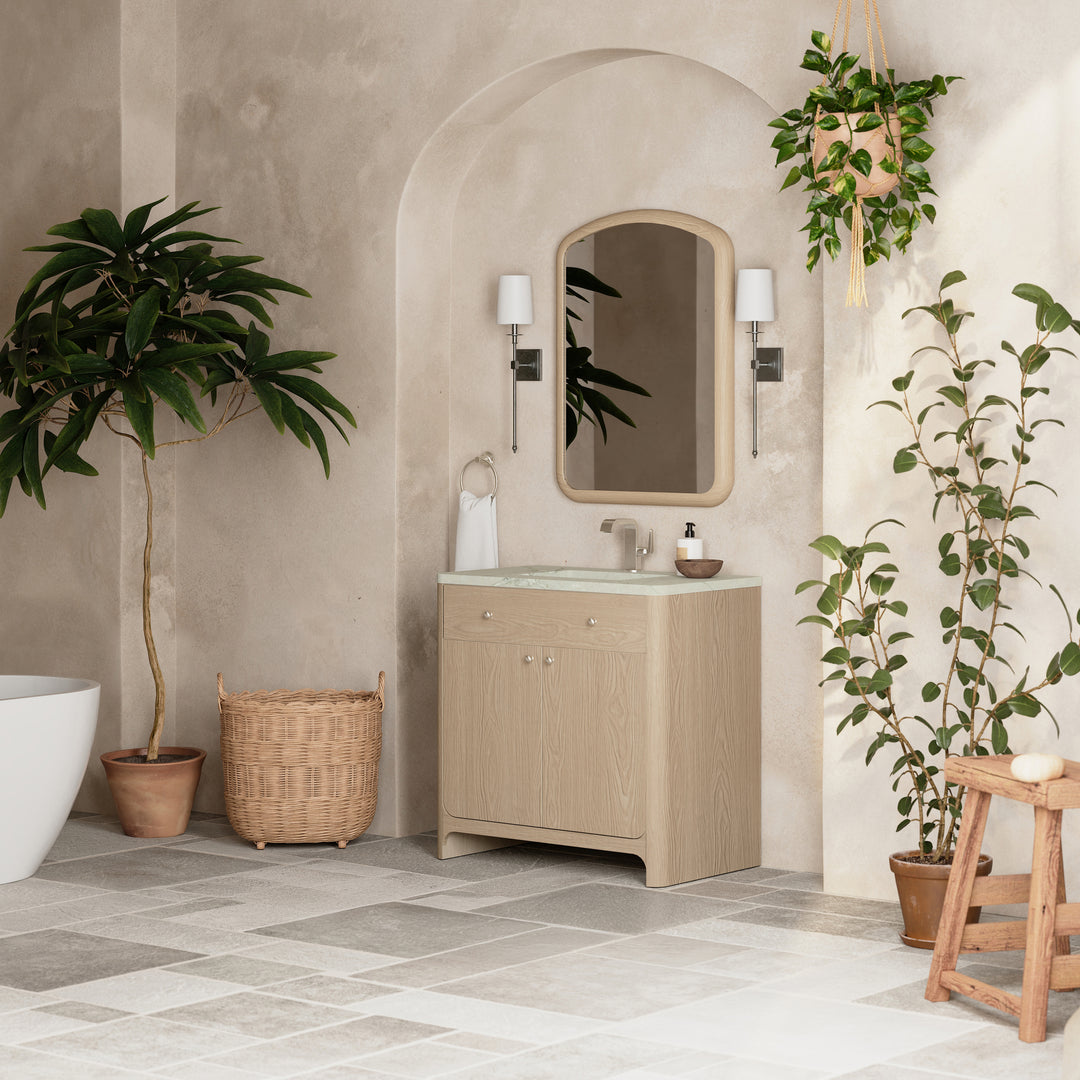 Gracyn 36" Single Vanity, Coastal Driftwood, w/ 3 CM Victorian Silver Quartz Top