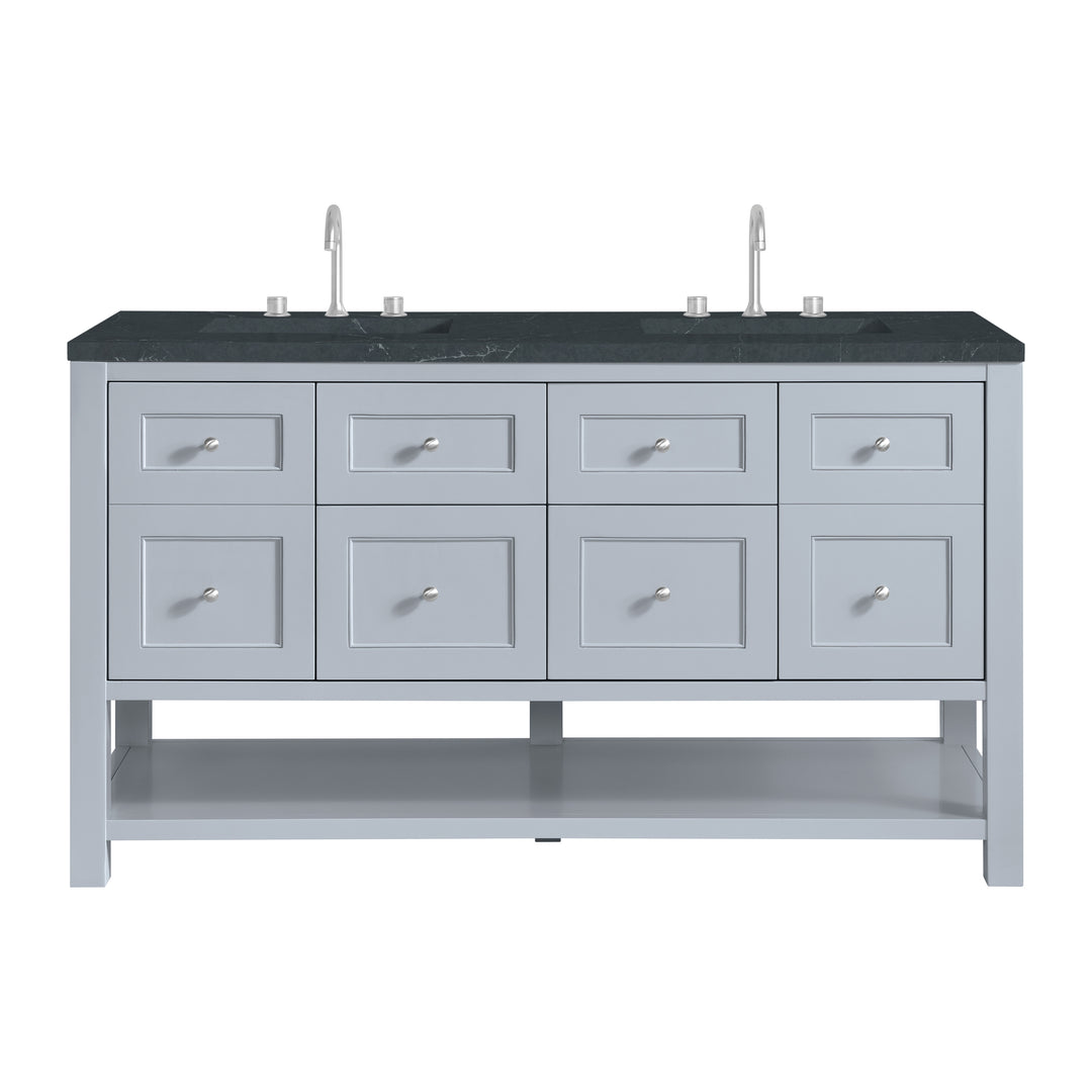 Breckenridge 60" Double Vanity, Serenity Blue, w/ 3 CM Charcoal Soapstone Quartz Top