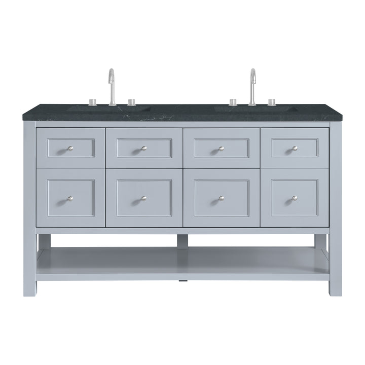 Breckenridge 60" Double Vanity, Serenity Blue, w/ 3 CM Charcoal Soapstone Quartz Top