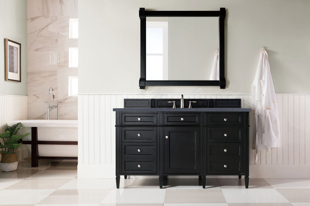 Brittany 60" Single Vanity, Black Onyx, w/ 3 CM Charcoal Soapstone Silestone Top