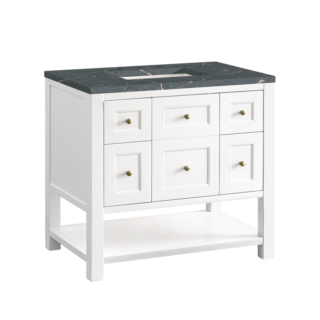 Breckenridge 36" Single Vanity, Bright White w/ 3 CM Parisien Bleu Top