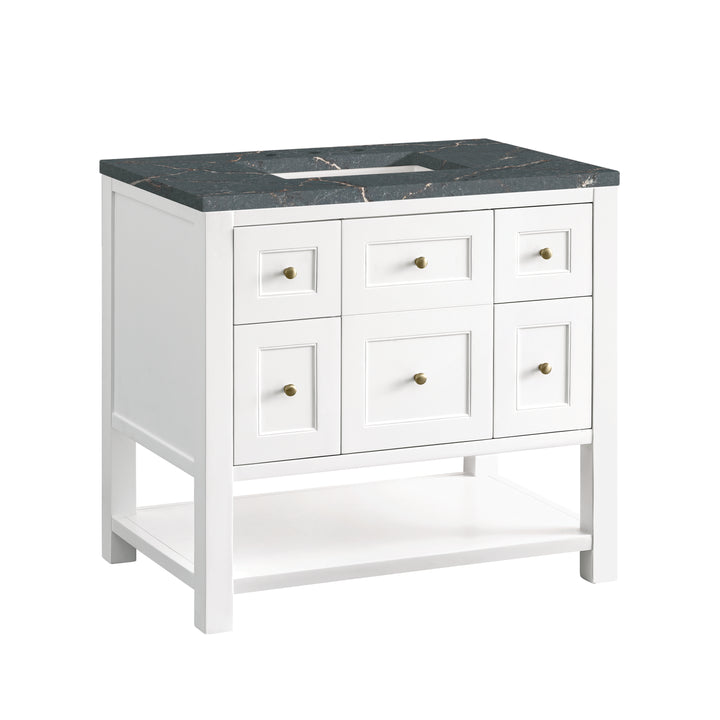 Breckenridge 36" Single Vanity, Bright White w/ 3 CM Parisien Bleu Top