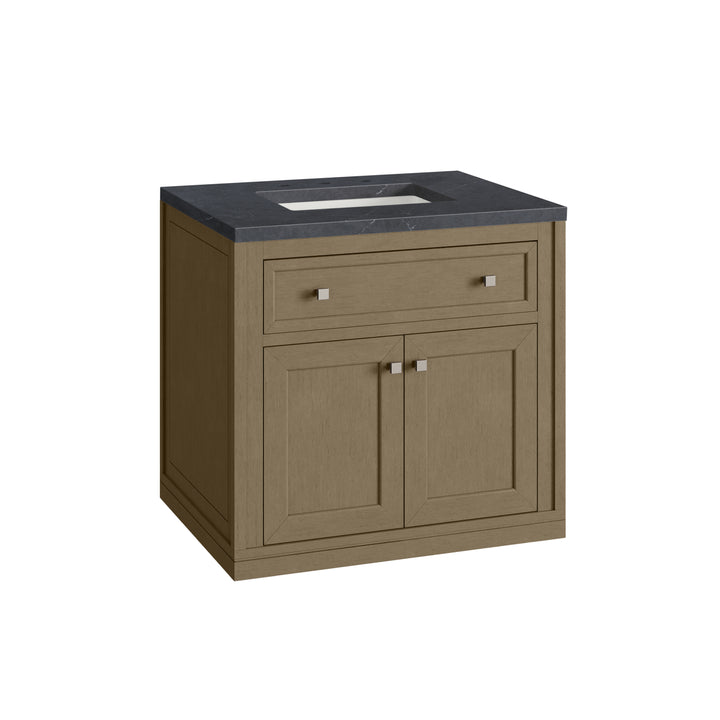 Chicago 30" Single Vanity, Walnut Whisper, w/ 3 CM Charcoal Soapstone Silestone® Top