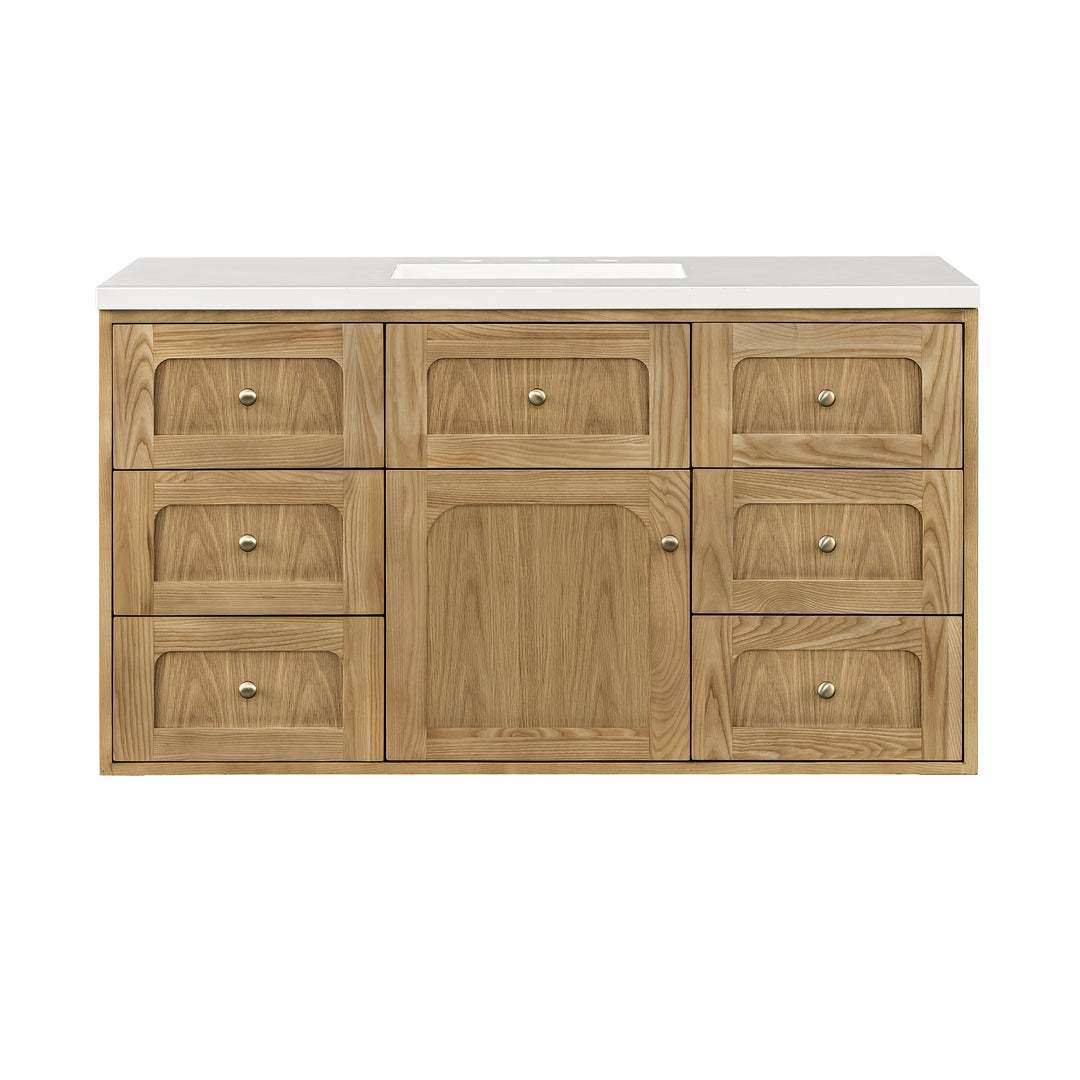 Laurent 48" Single Vanity, Light Natural Oak w/ 3 CM White Zeus Top