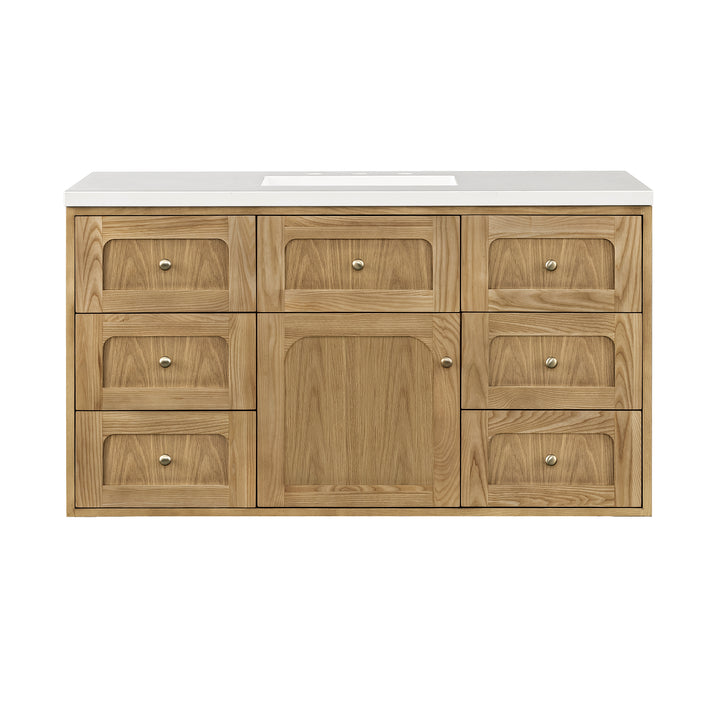 Laurent 48" Single Vanity, Light Natural Oak w/ 3 CM White Zeus Top