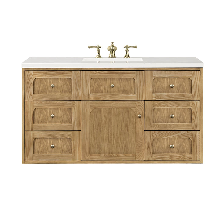 Laurent 48" Single Vanity, Light Natural Oak w/ 3 CM White Zeus Top