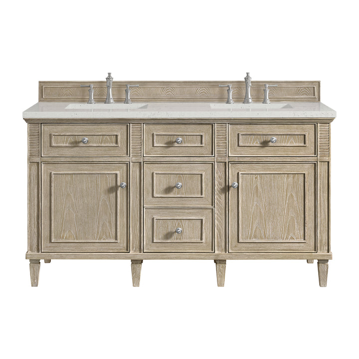 Lorelai 60" Double Vanity, Whitewashed Oak w/ 3 CM Lime Delight Silestone Top