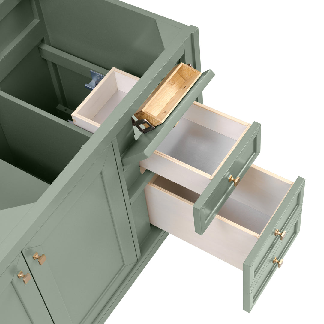 Chicago 60" Double Vanity, Smokey Celadon, w/ 3 CM Eternal Jasmine Pearl Silestone® Top