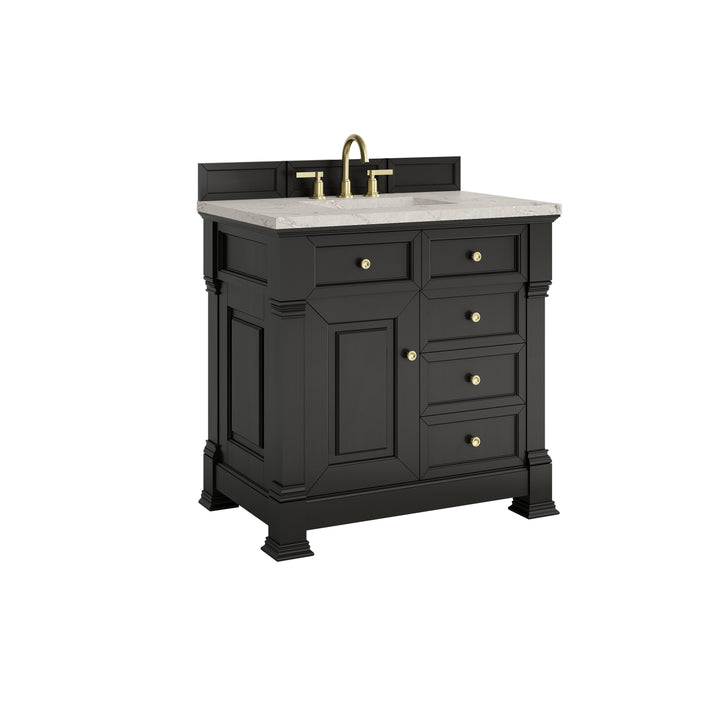 Brookfield 36" Single Vanity, Black Onyx w/ 3 CM Victorian Silver Silestone® Top