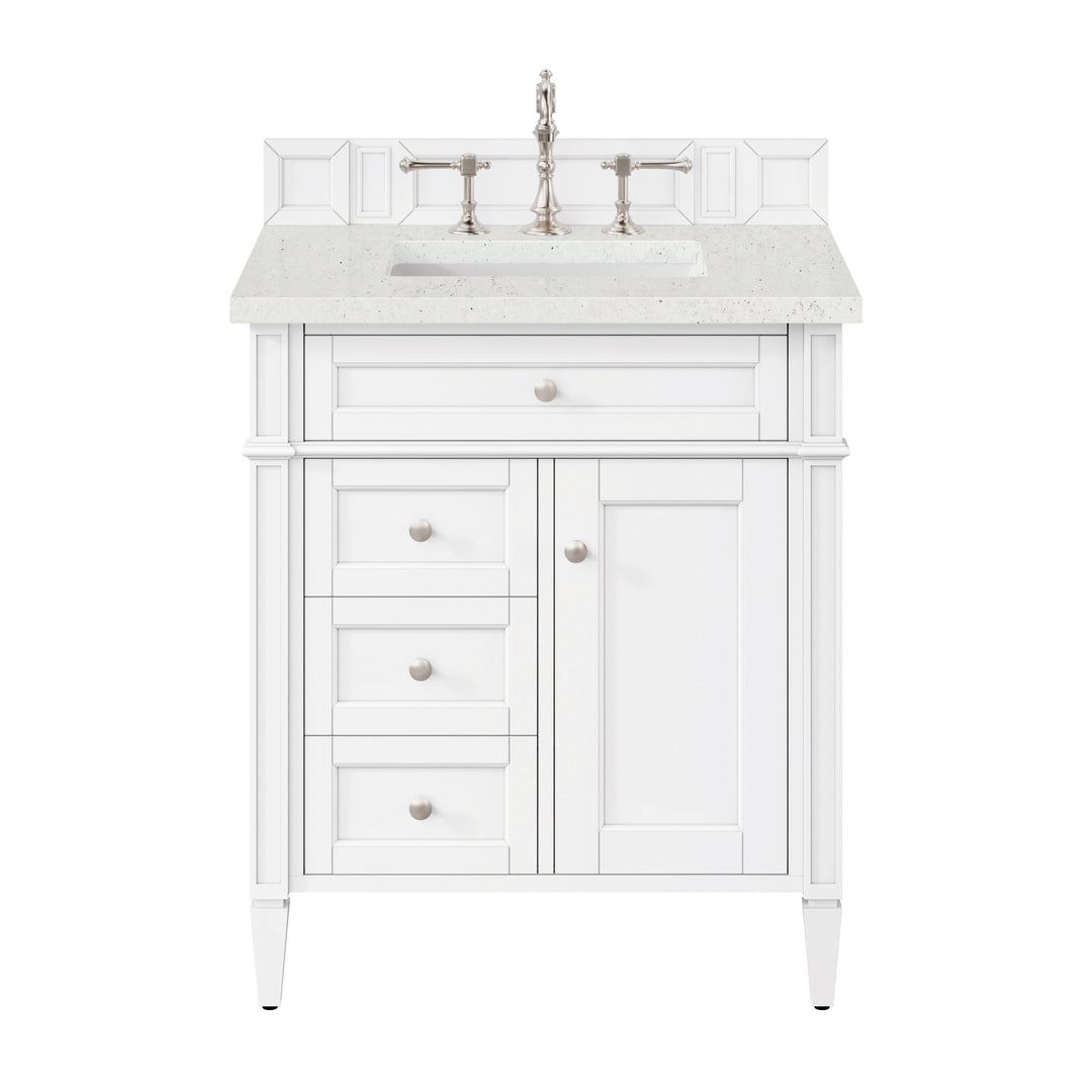 Brittany 30" Single Vanity, Bright White, w/ 3 CM Lime Delight Silestone Top
