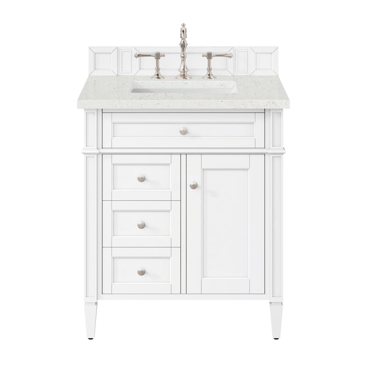 Brittany 30" Single Vanity, Bright White, w/ 3 CM Lime Delight Silestone Top
