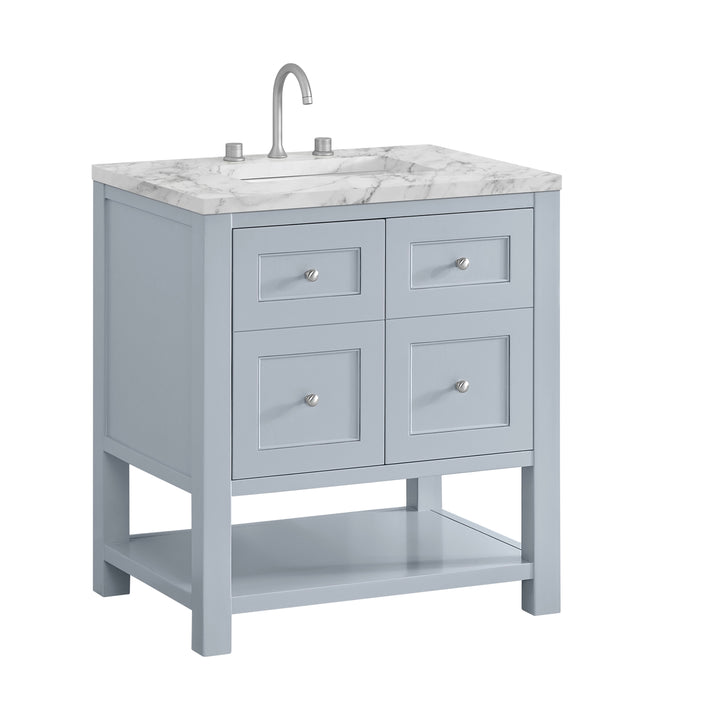 Breckenridge 30" Single Vanity, Serenity Blue, w/ 3 CM Carrara Marble Top