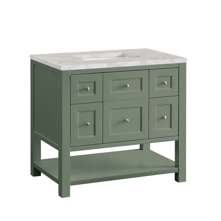 Breckenridge 36" Single Vanity, Smokey Celadon w/ 3 CM Victorian Silver Top