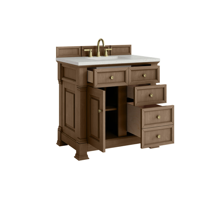 Brookfield 36" Single Vanity, Pecan w/ 3 CM Lime Delight Silestone® Top