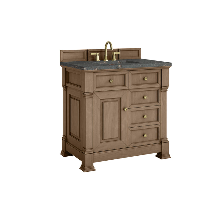 Brookfield 36" Single Vanity, Pecan w/ 3 CM Parisien Bleu Silestone®  Top