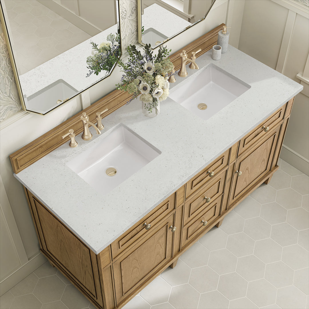 Lorelai 60" Double Vanity, Light Natural Oak w/ 3 CM Lime Delight Silestone Top