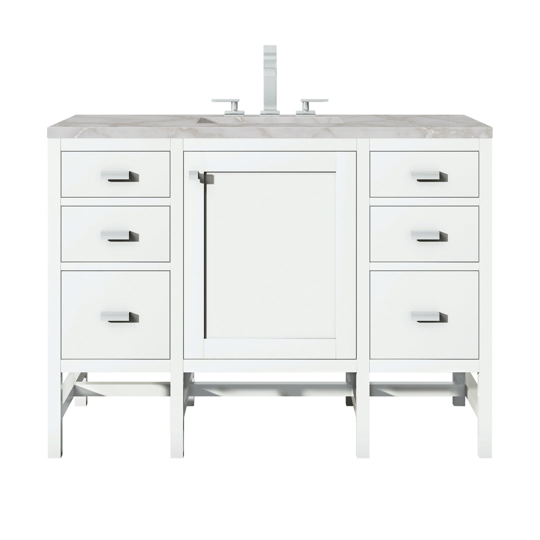 Addison 48" Single Vanity, Glossy White w/ 3 CM Victorian Silver Silestone Top