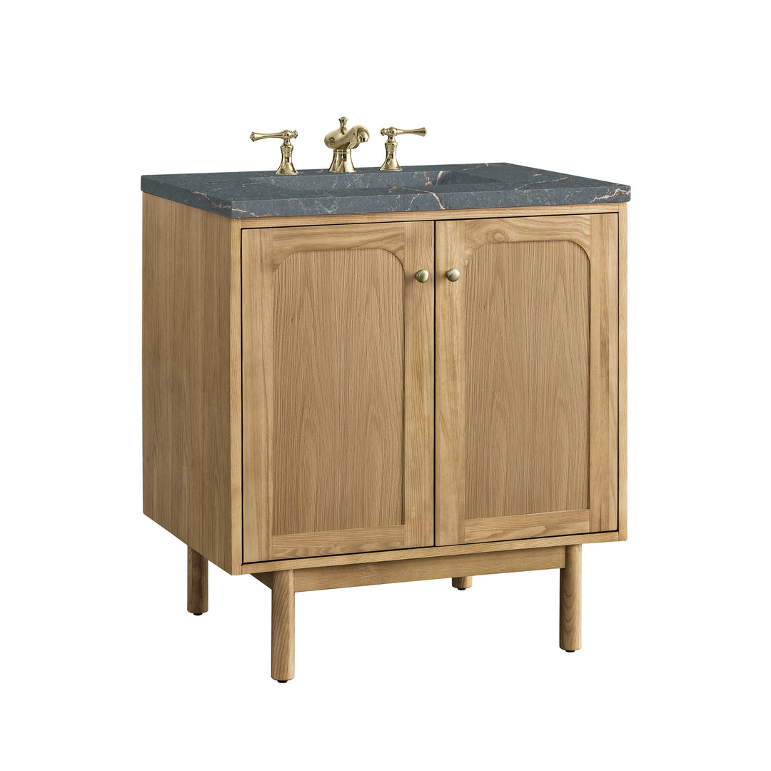 Laurent 30" Single Vanity, Light Natural Oak w/ 3 CM Parisien Bleu Top