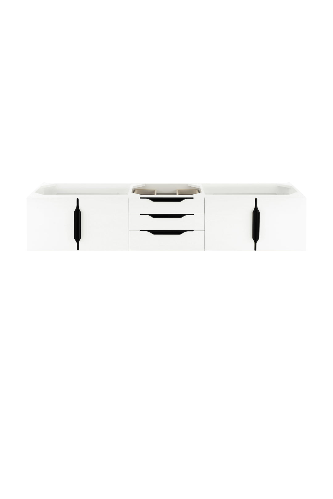 Columbia 72" Single Wall Mount Vanity Cabinet, Glossy White, Matte Black