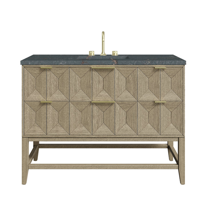 Emmeline 48" Single Vanity, Pebble Oak w/ 3 CM Parisien Bleu Silestone Top