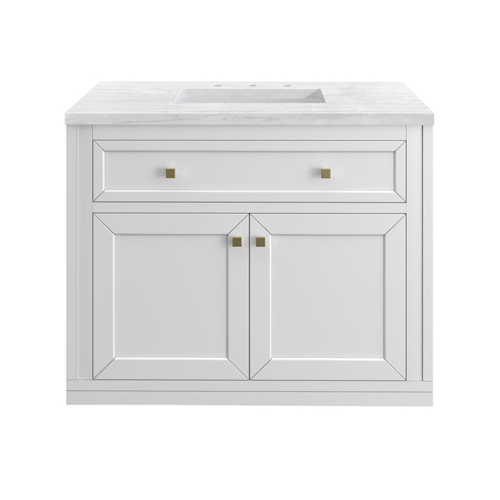 Chicago 36" Single Vanity, Glossy White, w/ 3 CM Arctic Fall Solid Surface Top