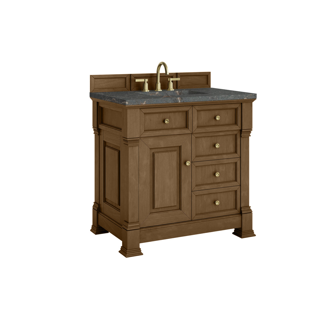 Brookfield 36" Single Vanity, Honey Oak w/ 3 CM Parisien Bleu Silestone® Top