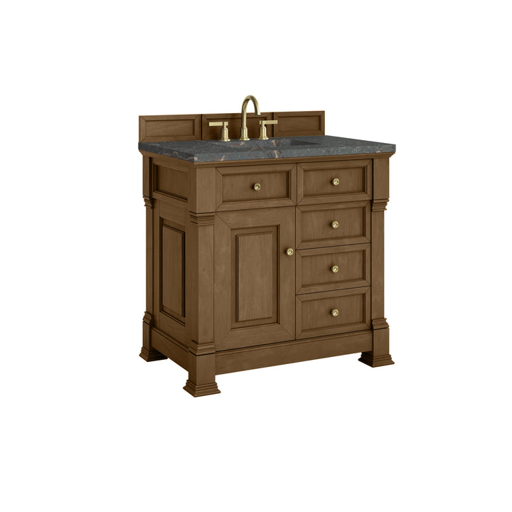Brookfield 36" Single Vanity, Honey Oak w/ 3 CM Parisien Bleu Silestone® Top