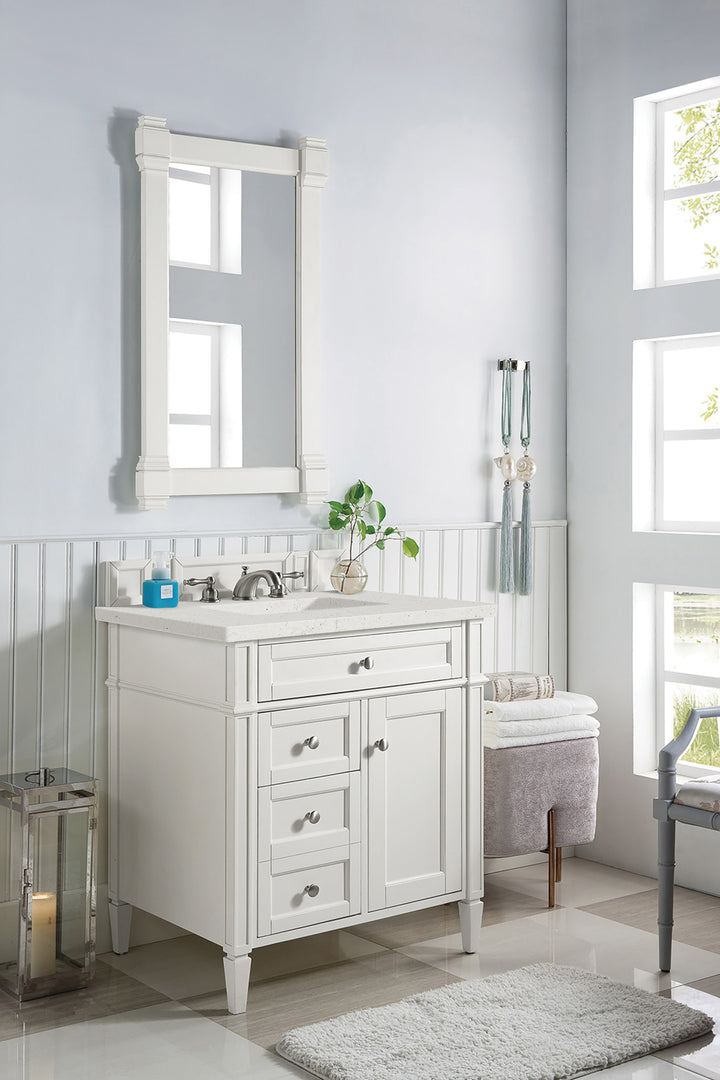 Brittany 30" Single Vanity, Bright White, w/ 3 CM Lime Delight Silestone Top