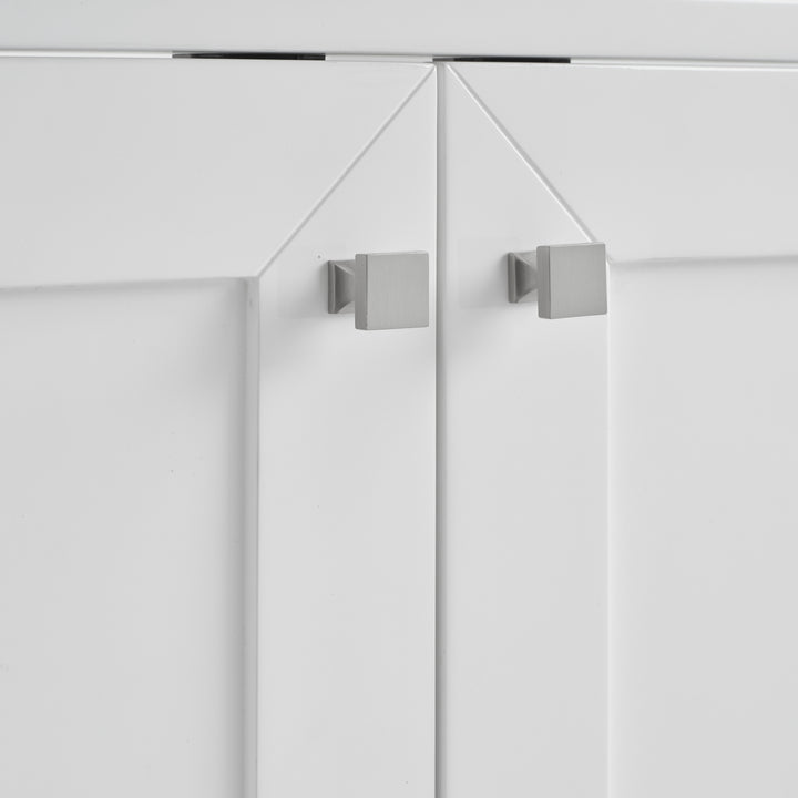 Chianti 24" Single Vanity, Glossy White, Brushed Nickel, w/ White Glossy Composite Stone Top