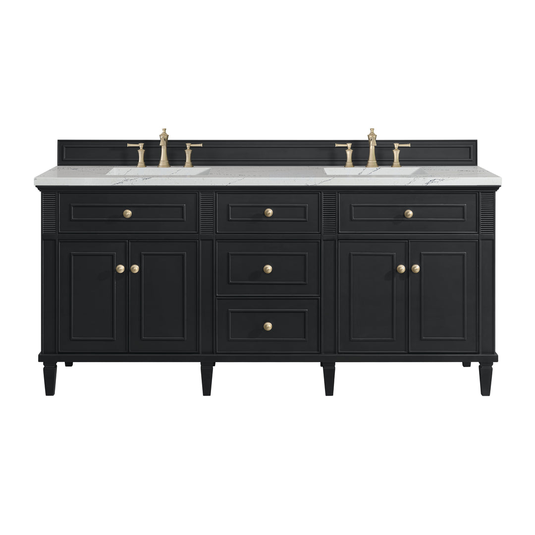 Lorelai 72" Double Vanity, Black Onyx w/ 3 CM Ethereal Noctis Silestone Top