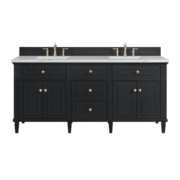 Lorelai 72" Double Vanity, Black Onyx w/ 3 CM Ethereal Noctis Silestone Top