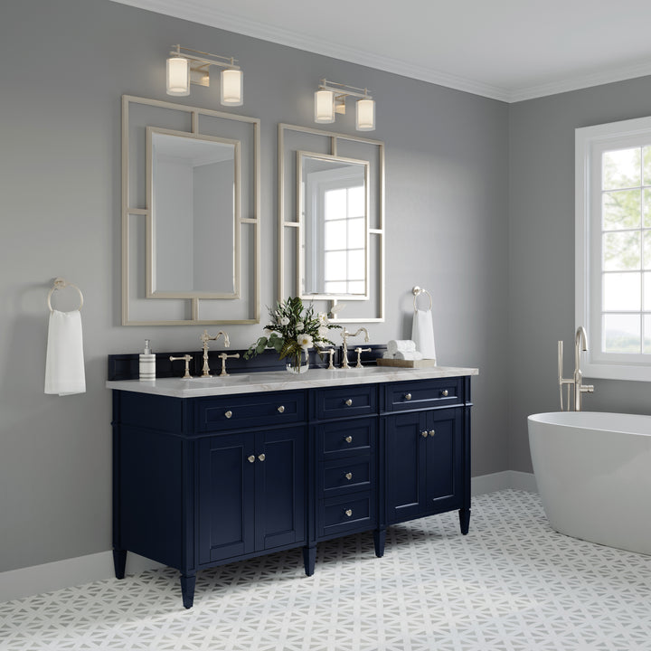 Brittany 72" Double Vanity, Victory Bleu w/ 3 CM Victorian Silver Silestone Top