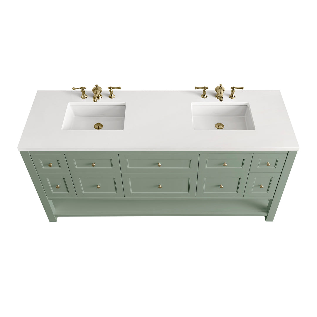 Breckenridge 72" Double Vanity Base Only, Smokey Celadon