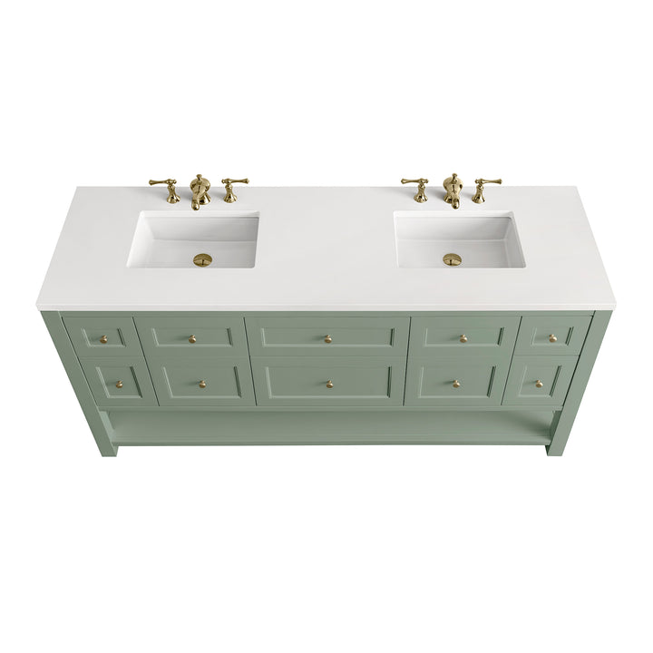 Breckenridge 72" Double Vanity Base Only, Smokey Celadon