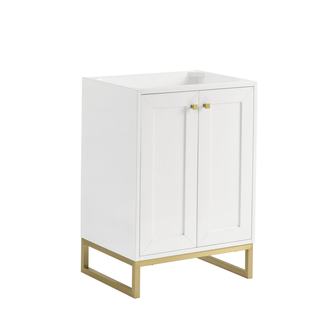 Chianti 24" Single Cabinet, Glossy White, Champagne Brass