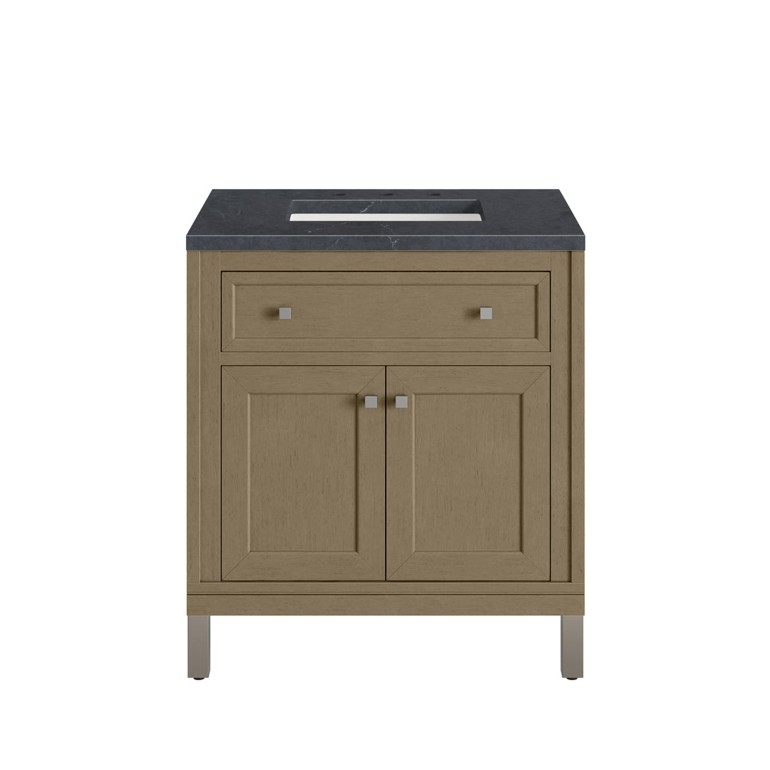 Chicago 30" Single Vanity, Walnut Whisper, w/ 3 CM Charcoal Soapstone Silestone® Top
