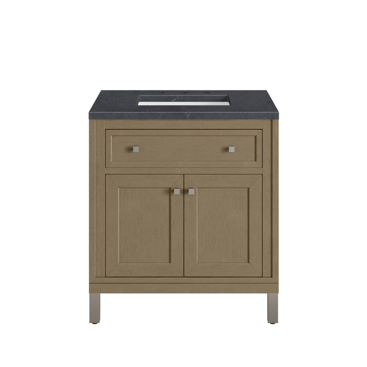 Chicago 30" Single Vanity, Walnut Whisper, w/ 3 CM Charcoal Soapstone Silestone® Top