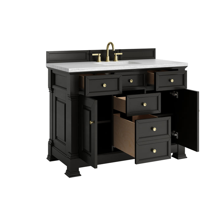 Brookfield 48" Single Vanity, Black Onyx w/ 3 CM Arctic Fall Solid Surface Top
