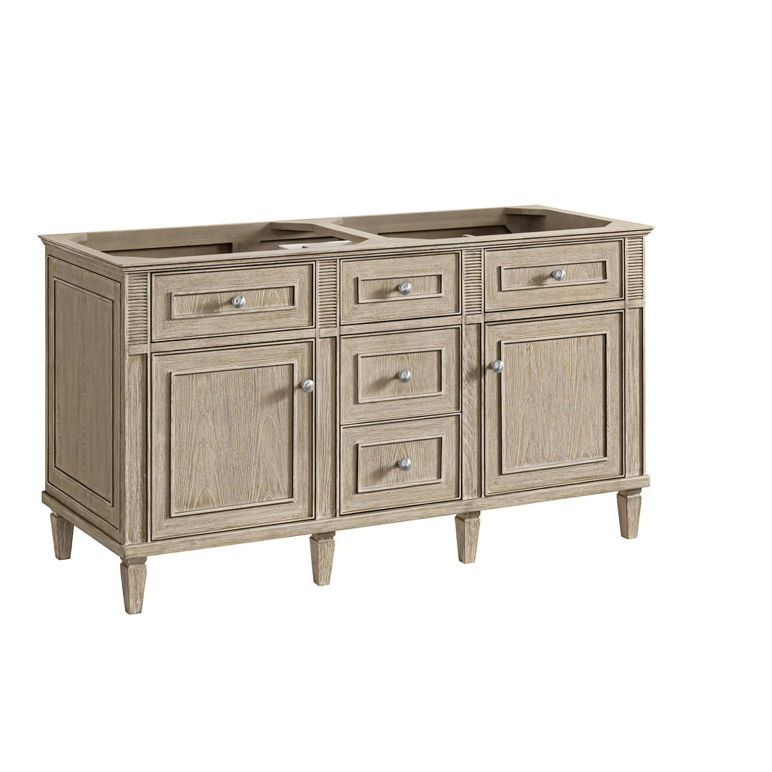 Lorelai 60" Double Vanity, Whitewashed Oak w/ 3 CM White Zeus Silestone Top