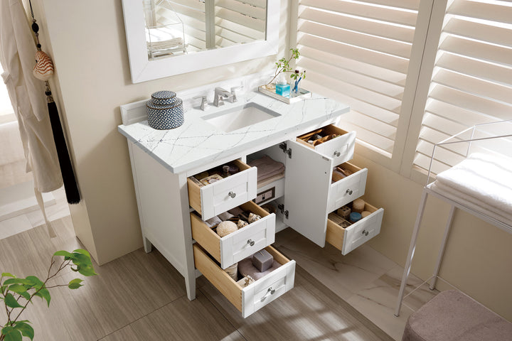 Palisades 48" Single Vanity, Bright White w/ 3 CM Ethereal Noctis Silestone Top